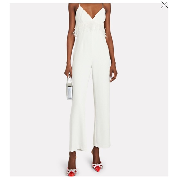 SAYLOR Krysta Feather-Embellished Satin Jumpsuit - Picture 4 of 8